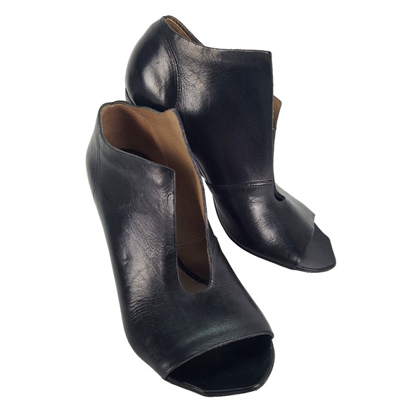 Marsèll Women's Trivellina Heeled Sandal 37, Smooth Black Leather Tapered Heel - Picture 2 of 13